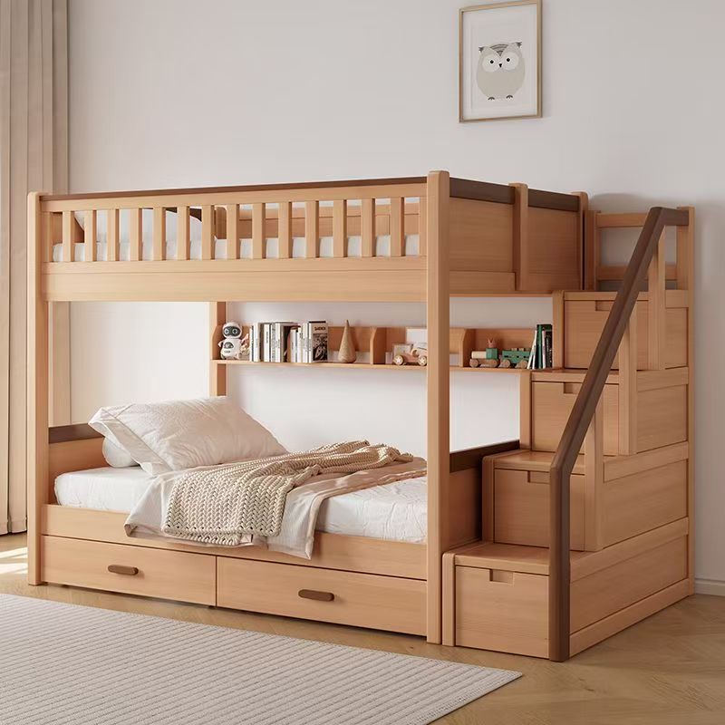 ！@Nature Oak Wooden Bunk Bed W - огляд і ціна Bunk Bed With Stairs And Slide