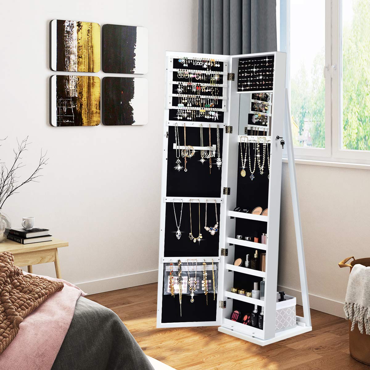 Standing Jewelry Armoire with  - огляд і ціна Full Length Mirror Jewelry Armoire