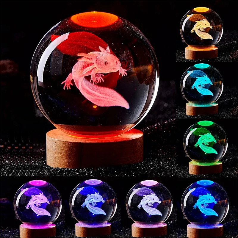 3D Axolotl Laser Engraved Crys - огляд і ціна Floating Nightstand With Led Light
